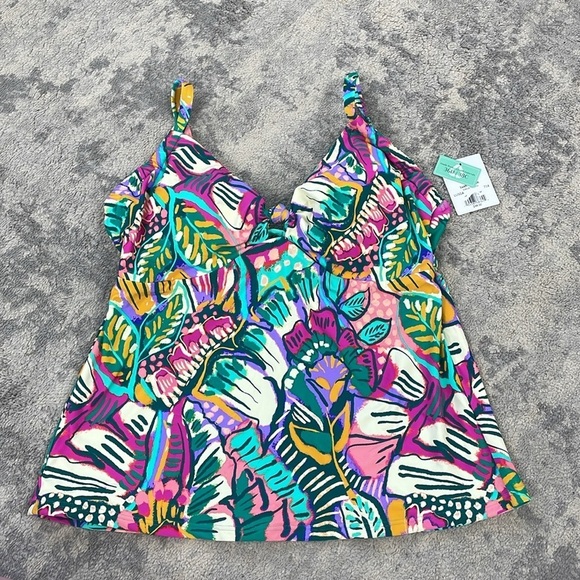 NWT Sunsets Lush Garden Maeve Tankini Colorful Floral Underwire Sz 36D 38C - Picture 4 of 13